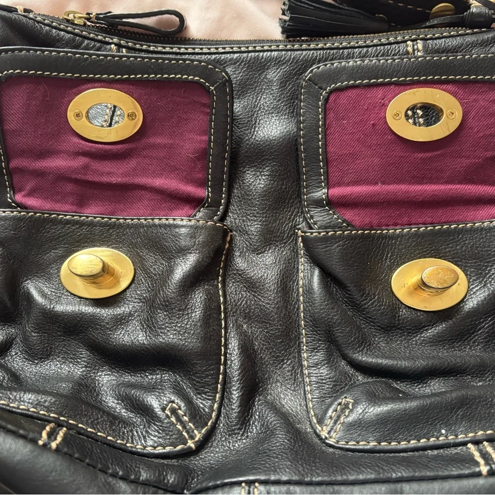⭐️THE SAK BLACK GENUINE LEATHER BOHO TOTE HOBO SHOULDER BAG HANDBAG PURSE⭐️